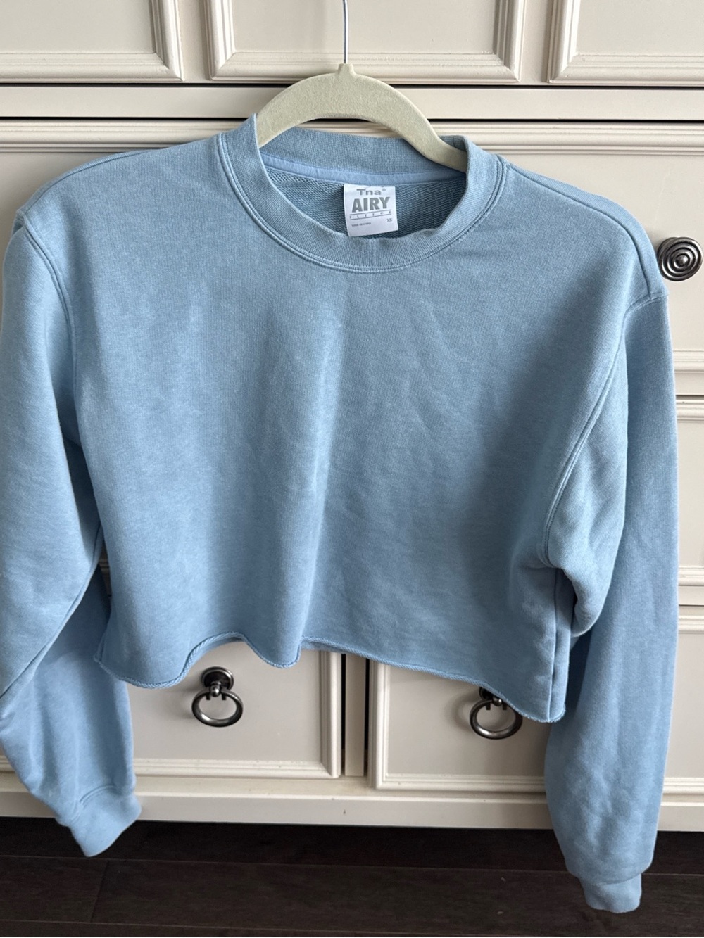 Aritzia TNA Cropped Crewneck Sweatshirt - Light Blue
